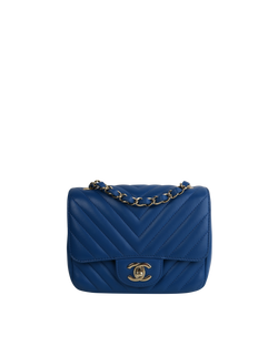Mini Chevron Flap, Lambskin, Blue, 26813137, 3*